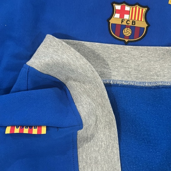 FC Barcelona Barca Pullover Hoodie - Blue/Heathered Gray - Picture 4 of 4